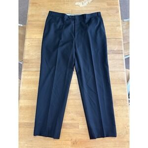 Canali 1934 Dress Pants Mens 38x30 Black 100% Wool Flat Trousers ITALY